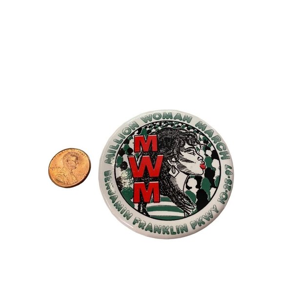 Vintage 1997 MWM Million Woman March Benjamin Franklin Parkway 2.25" Pinback 10- - Picture 4 of 14
